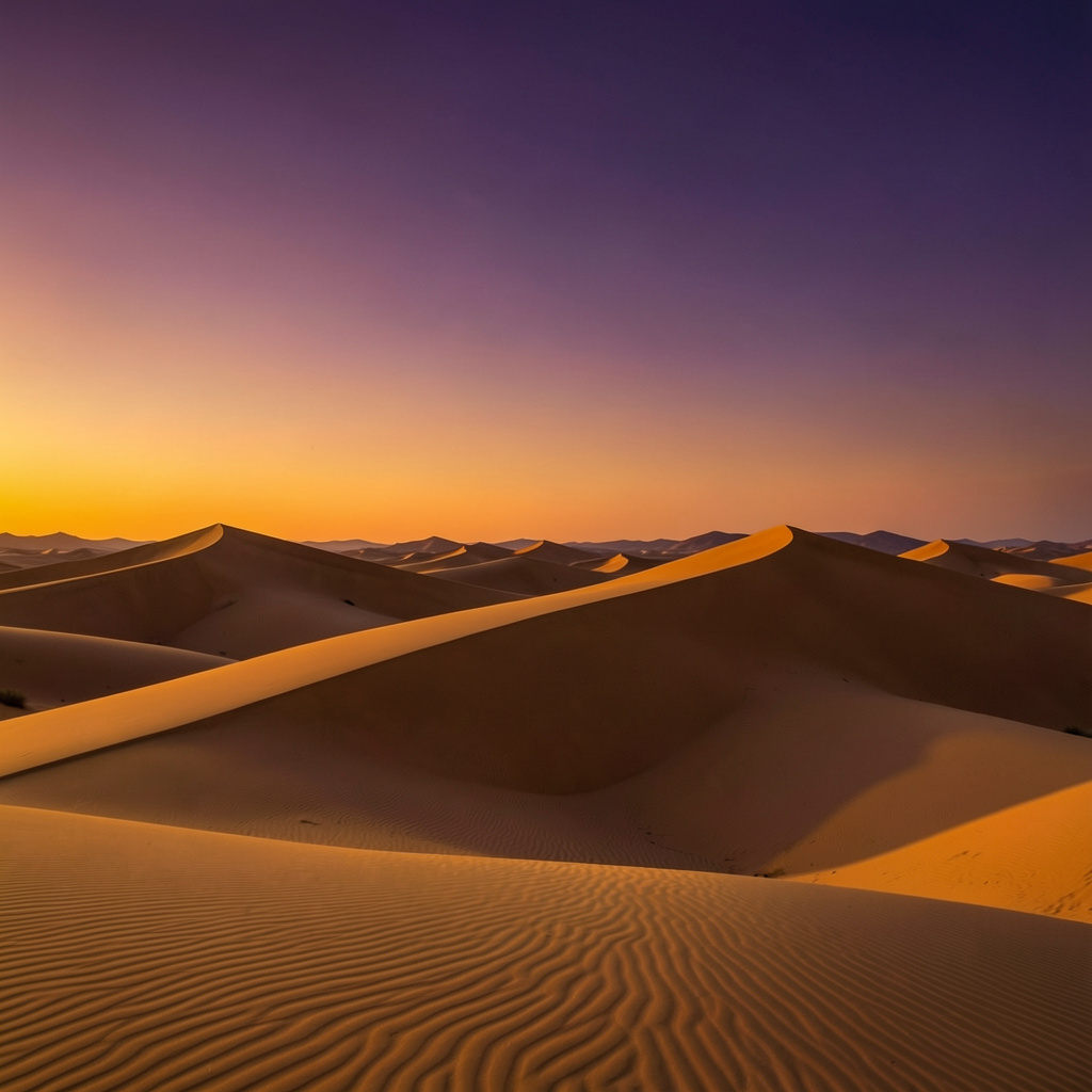AI image preview: Sahara desert — golden dunes at sunset